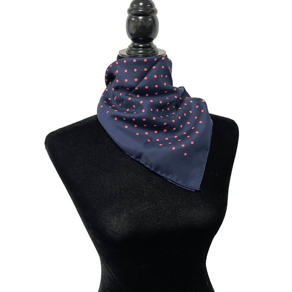 Hermes - Excellent - Paris Red Polka Dot Navy Blue Wrap - Blue/Pink - One Size - Picture 5 of 9